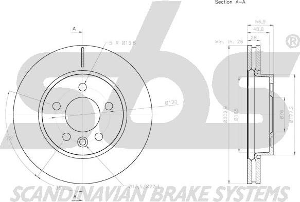 SBS 18152047139 - Тормозной диск autospares.lv