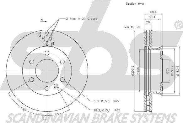 SBS 18153147123 - Тормозной диск autospares.lv