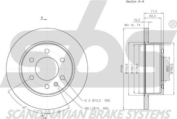 SBS 18153147122 - Тормозной диск autospares.lv