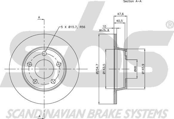 SBS 1815204784 - Тормозной диск autospares.lv