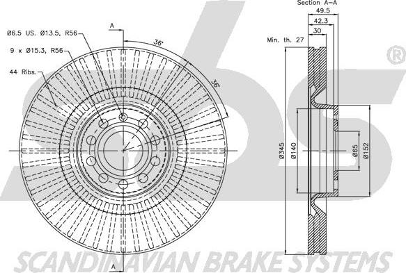 SBS 1815314786 - Тормозной диск autospares.lv