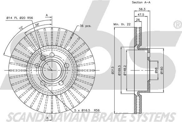 SBS 1815204783 - Тормозной диск autospares.lv