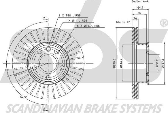 SBS 1815204733 - Тормозной диск autospares.lv