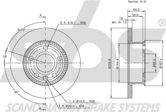 SBS 1815314732 - Тормозной диск autospares.lv