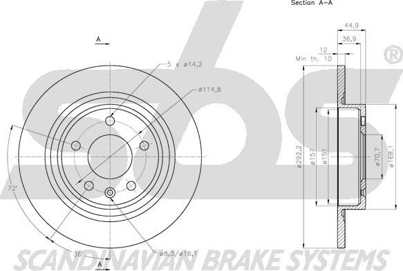 SBS 1815.205016 - Тормозной диск autospares.lv