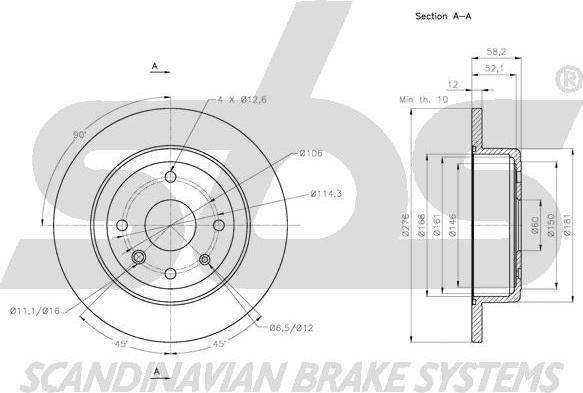 SBS 1815.205017 - Тормозной диск autospares.lv