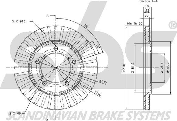 SBS 1815205210 - Тормозной диск autospares.lv