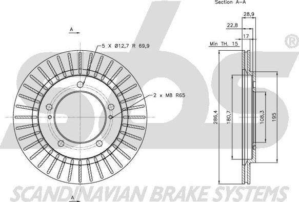 SBS 1815.205212 - Тормозной диск autospares.lv