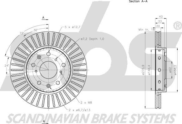 SBS 1815315226 - Тормозной диск autospares.lv