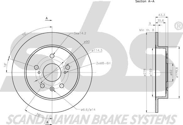 SBS 1815.205223 - Тормозной диск autospares.lv