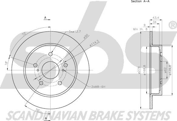 SBS 1815.205222 - Тормозной диск autospares.lv