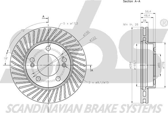 SBS 1815205703 - Тормозной диск autospares.lv