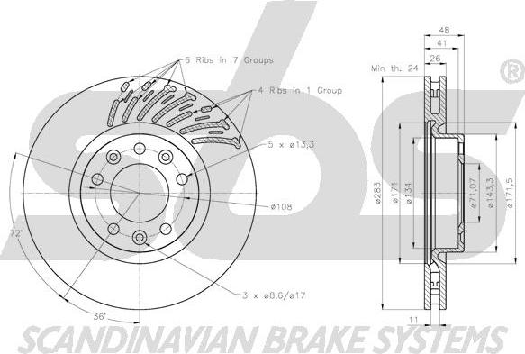 SBS 1815311956 - Тормозной диск autospares.lv