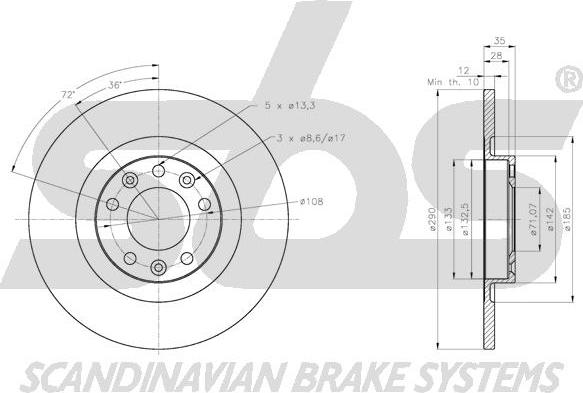 SBS 1815311957 - Тормозной диск autospares.lv