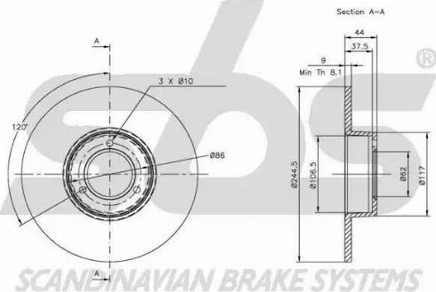 SBS 1815311912 - Тормозной диск autospares.lv