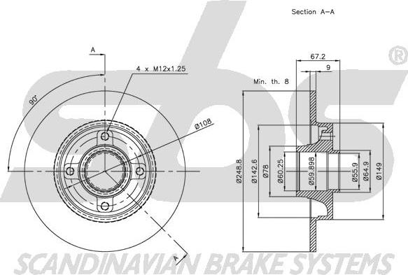 SBS 1815.201939 - Тормозной диск autospares.lv