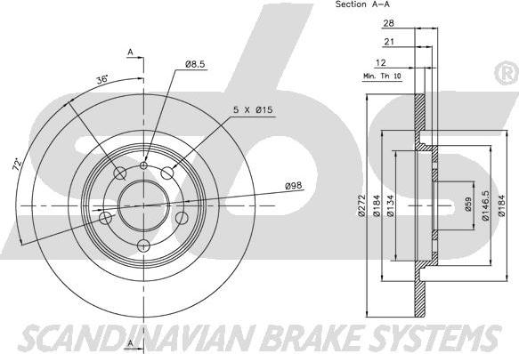 SBS 1815201934 - Тормозной диск autospares.lv