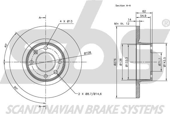 SBS 1815311930 - Тормозной диск autospares.lv