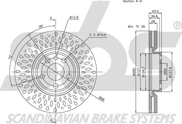 SBS 1815311933 - Тормозной диск autospares.lv