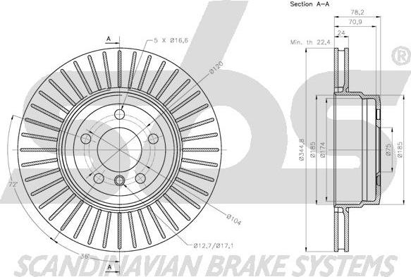 SBS 1815311590 - Тормозной диск autospares.lv