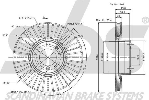 SBS 1815311544 - Тормозной диск autospares.lv