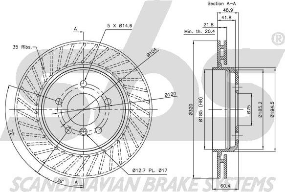 SBS 1815201545 - Тормозной диск autospares.lv