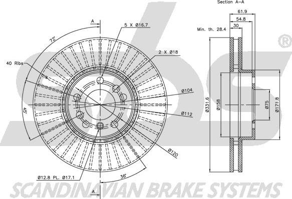 SBS 1815201547 - Тормозной диск autospares.lv