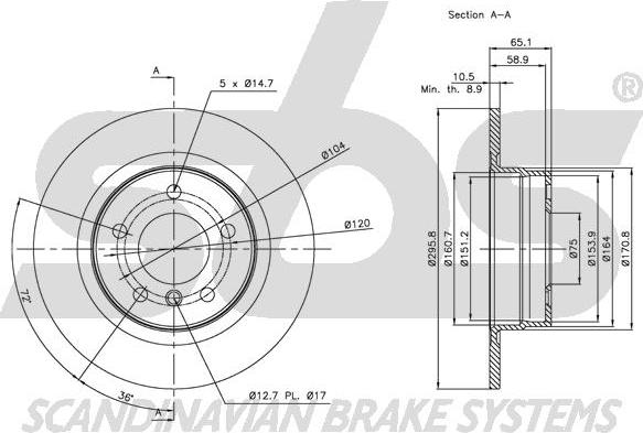 SBS 1815.201556 - Тормозной диск autospares.lv