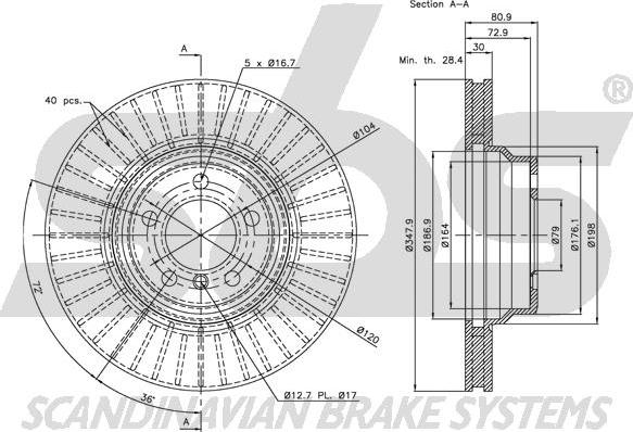 SBS 1815311560 - Тормозной диск autospares.lv