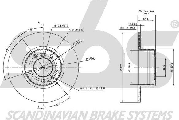 SBS 1815201518 - Тормозной диск autospares.lv