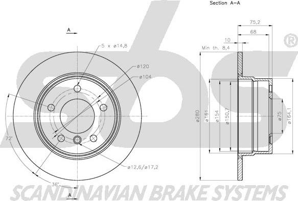 SBS 1815311586 - Тормозной диск autospares.lv