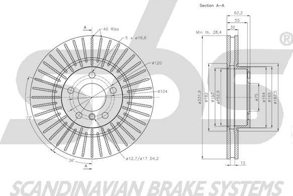 SBS 1815.201588 - Тормозной диск autospares.lv