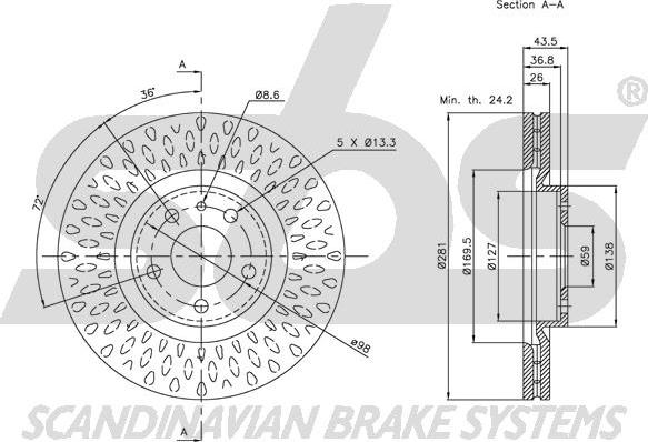 SBS 1815201014 - Тормозной диск autospares.lv