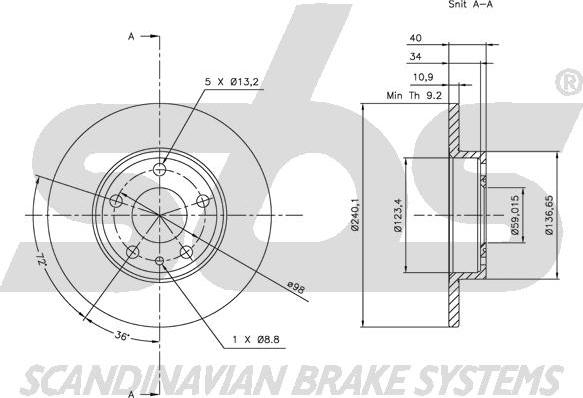 SBS 1815201020 - Тормозной диск autospares.lv