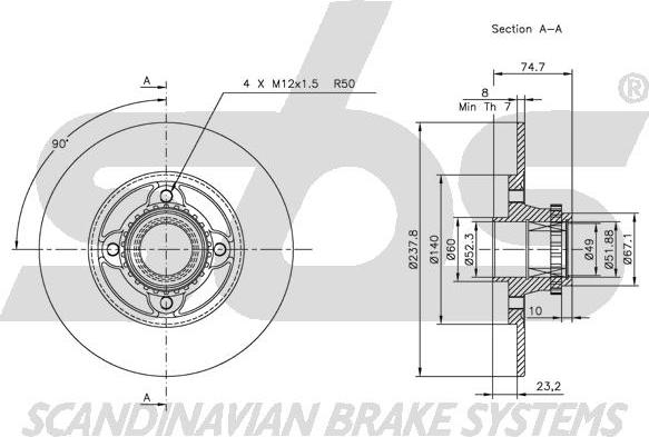 SBS 1815313944 - Тормозной диск autospares.lv