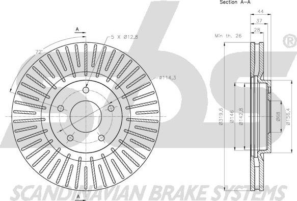 SBS 1815203968 - Тормозной диск autospares.lv