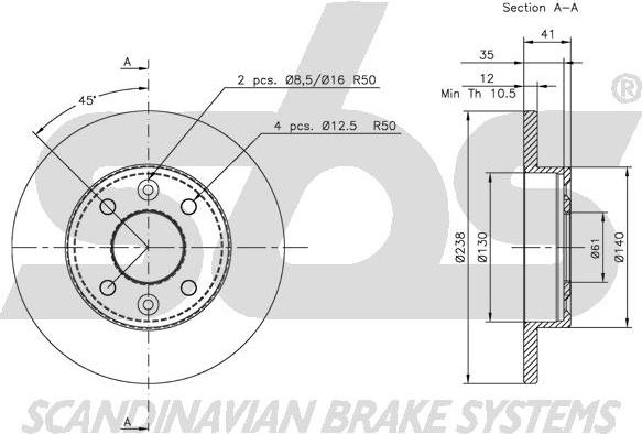 SBS 1815313908 - Тормозной диск autospares.lv