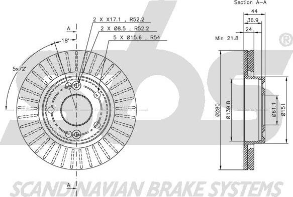 SBS 1815203913 - Тормозной диск autospares.lv