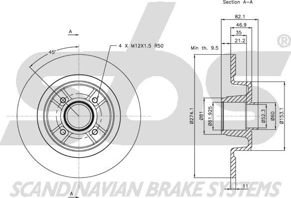 SBS 1815.203935 - Тормозной диск autospares.lv