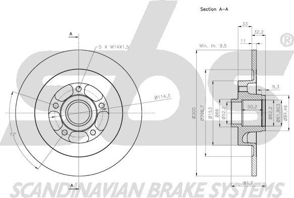 SBS 1815313972 - Тормозной диск autospares.lv