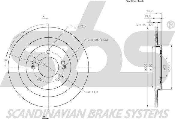 SBS 1815313444 - Тормозной диск autospares.lv