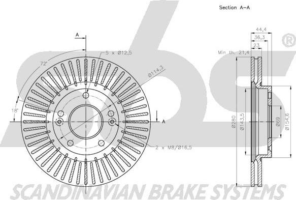 SBS 1815203445 - Тормозной диск autospares.lv