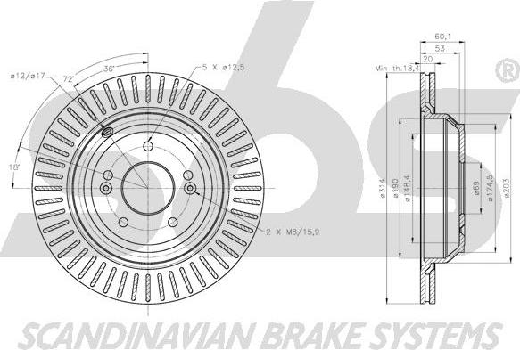 SBS 1815203454 - Тормозной диск autospares.lv