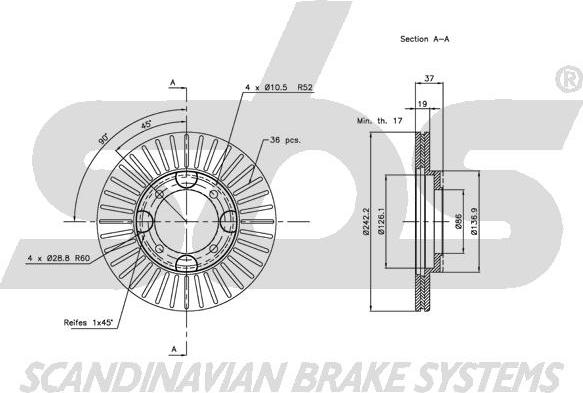 SBS 1815203408 - Тормозной диск autospares.lv