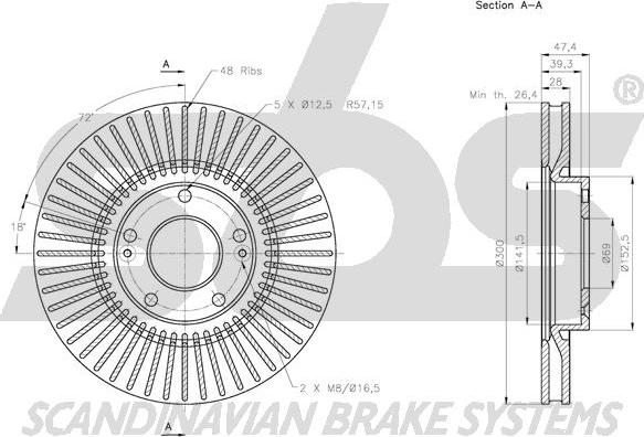 SBS 1815203433 - Тормозной диск autospares.lv