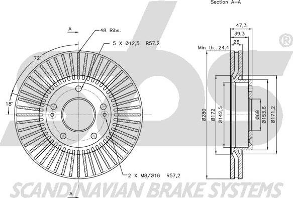 SBS 1815313423 - Тормозной диск autospares.lv