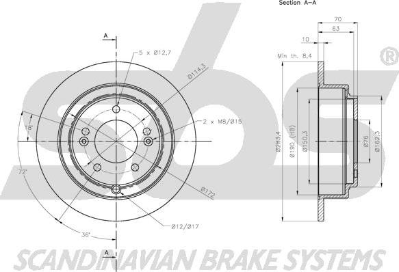 SBS 1815313540 - Тормозной диск autospares.lv