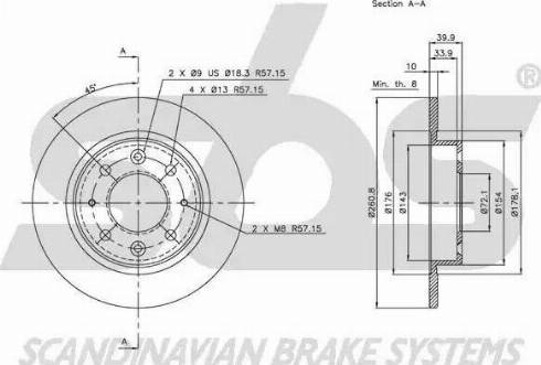 SBS 1815313503 - Тормозной диск autospares.lv