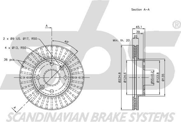 SBS 1815313510 - Тормозной диск autospares.lv