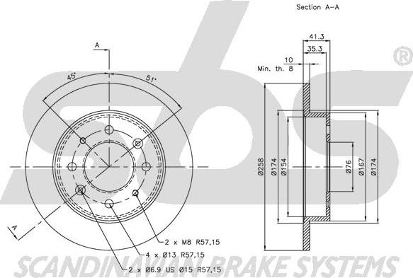 SBS 1815313513 - Тормозной диск autospares.lv